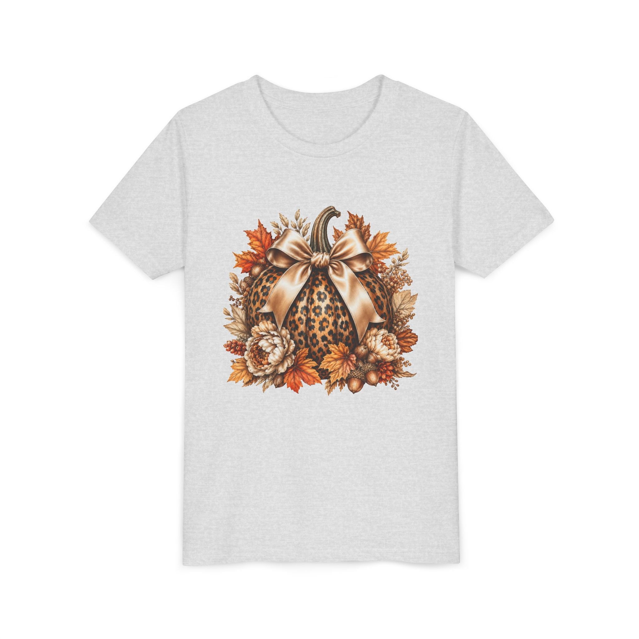 Youth Tee — Leopard Pumpkin Fall Graphic Shirt