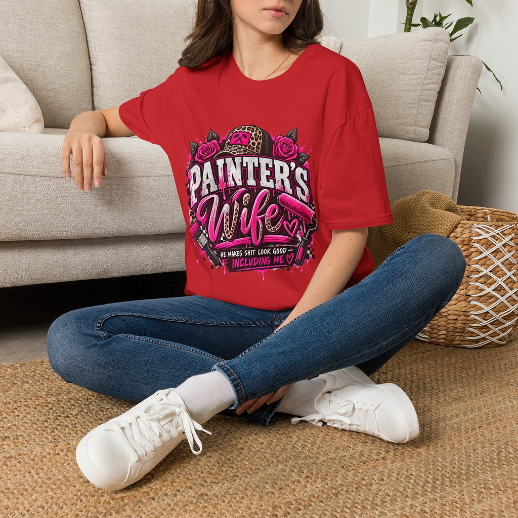 Painter's Wife T-Shirt — Floral Skull & Leopard Print Artist Wife Tee