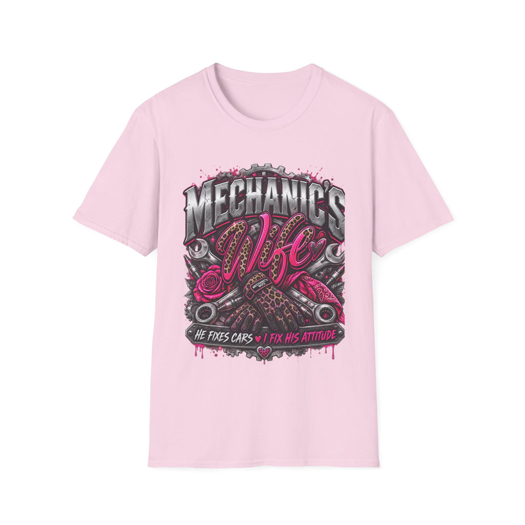 Mechanic's Wife T-Shirt — Feminine Auto Shop Tee for Gearhead Partners