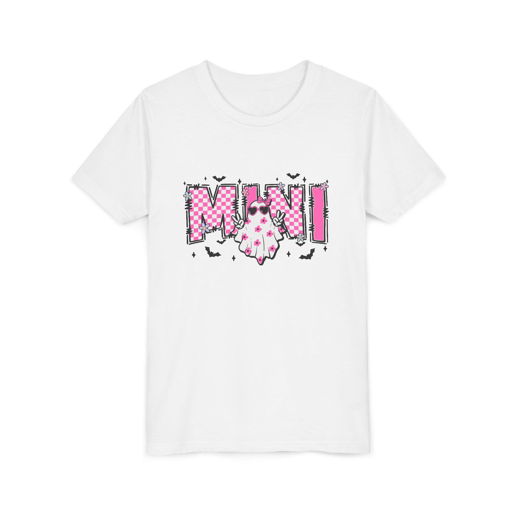 Youth Tee – 'Mimi' Pink Checker Ghost Graphic Kids Shirt