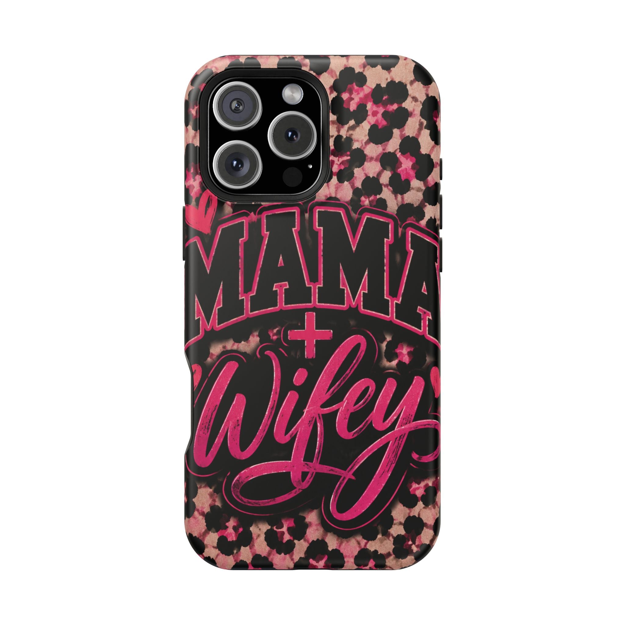 Phone Case — Pink Leopard "Mama Wifey" Magnetic Impact-Resistant Case