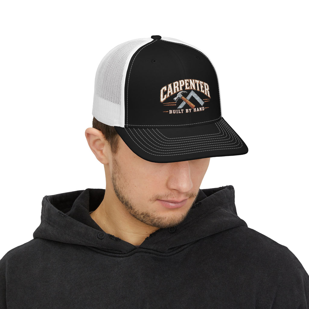 Carpenter Trucker Cap – 'Built By Hand' Embroidered Snapback