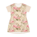 Vintage Pink Rose T-Shirt Dress