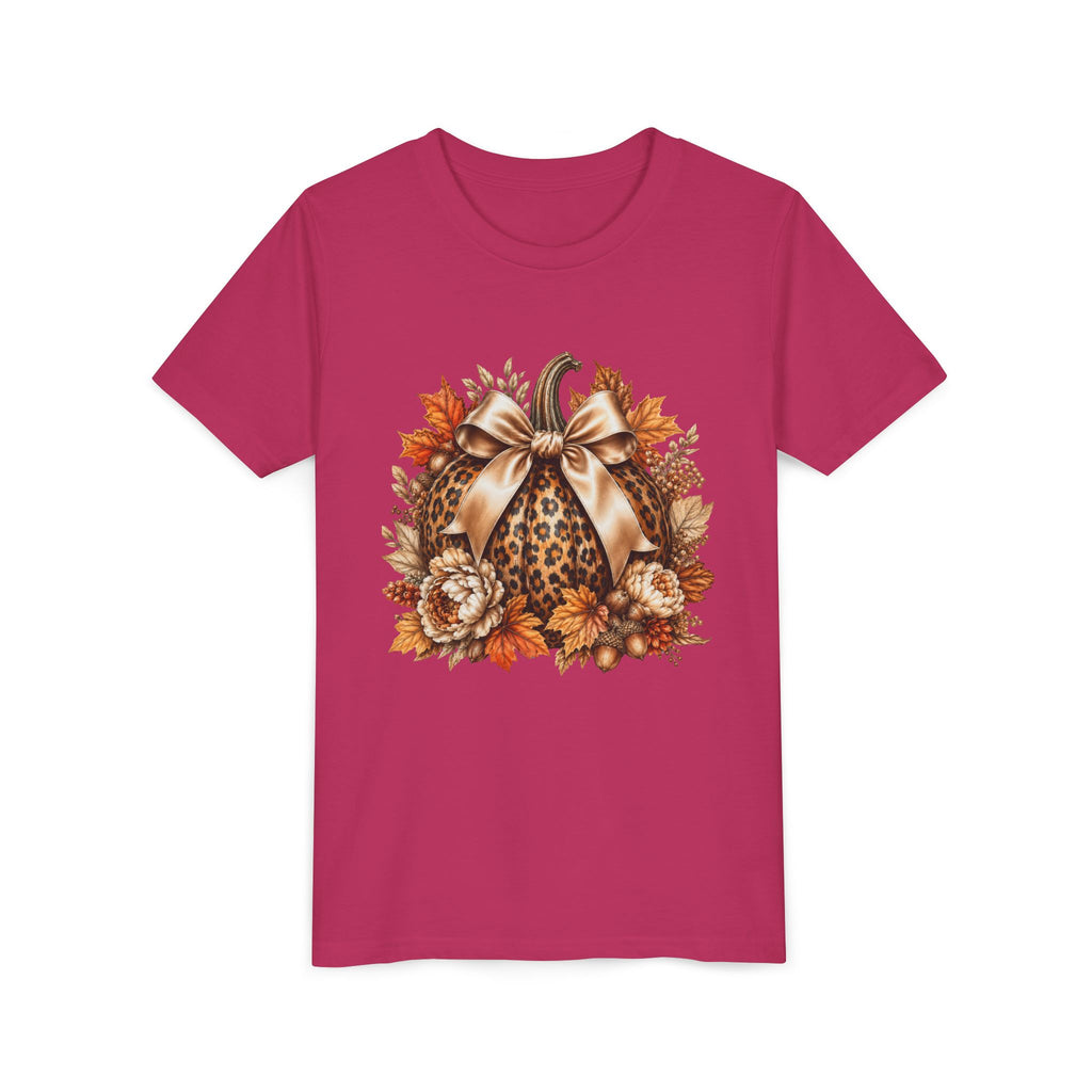 Youth Tee — Leopard Pumpkin Fall Graphic Shirt