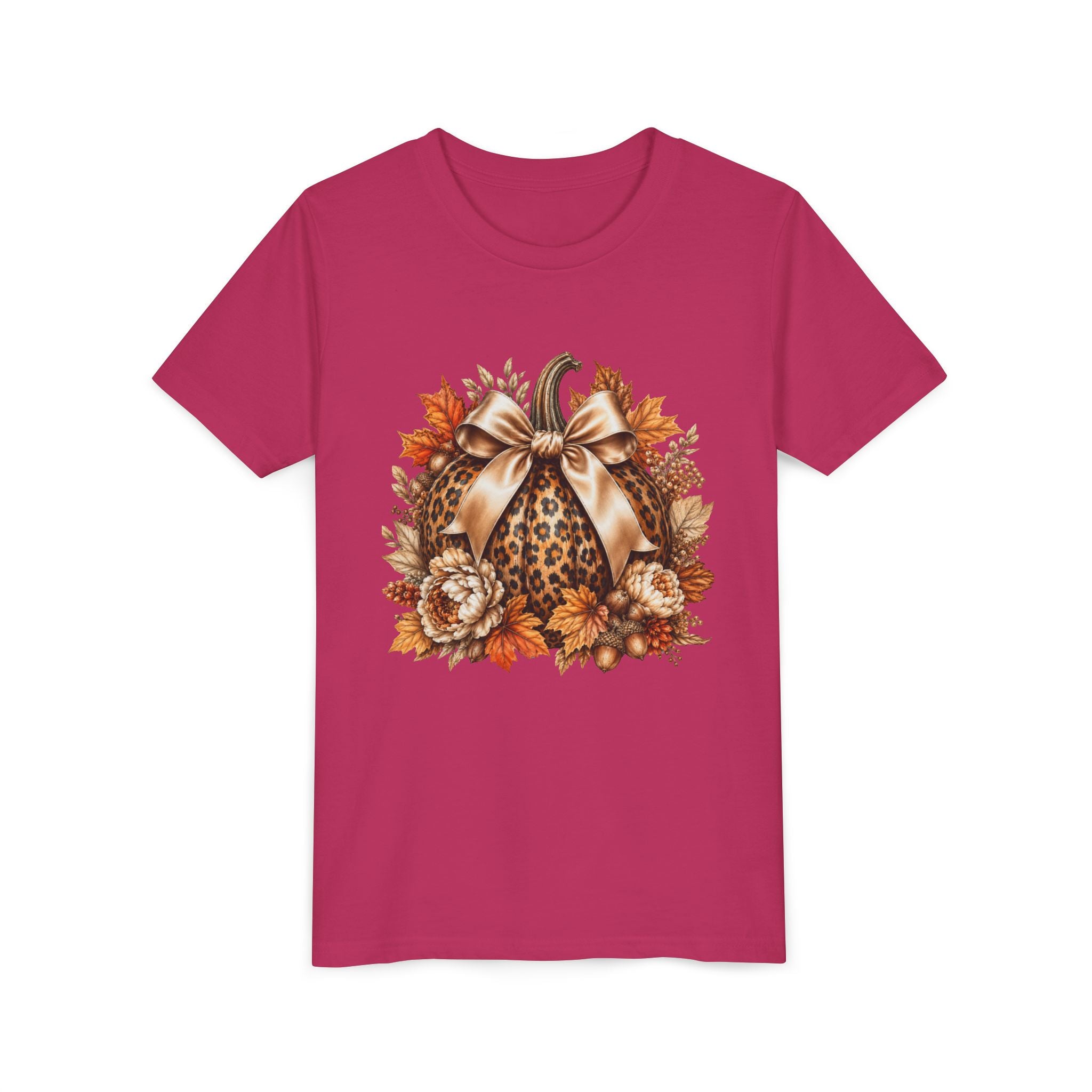 Youth Tee — Leopard Pumpkin Fall Graphic Shirt