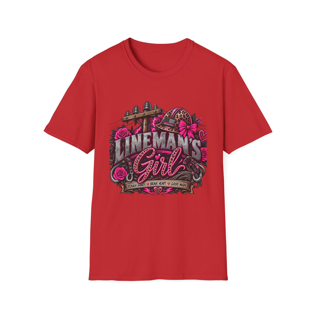 Lineman's Girl T-Shirt — Pink Floral Lineman Crew Tee