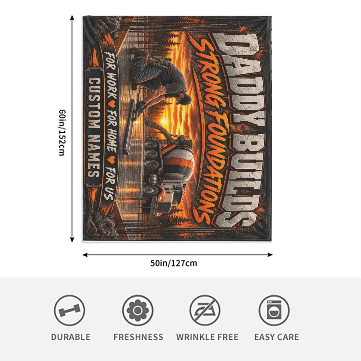 320 GSM Thick Flannel Throw Blanket 60"x50" Concrete Worker Blanket