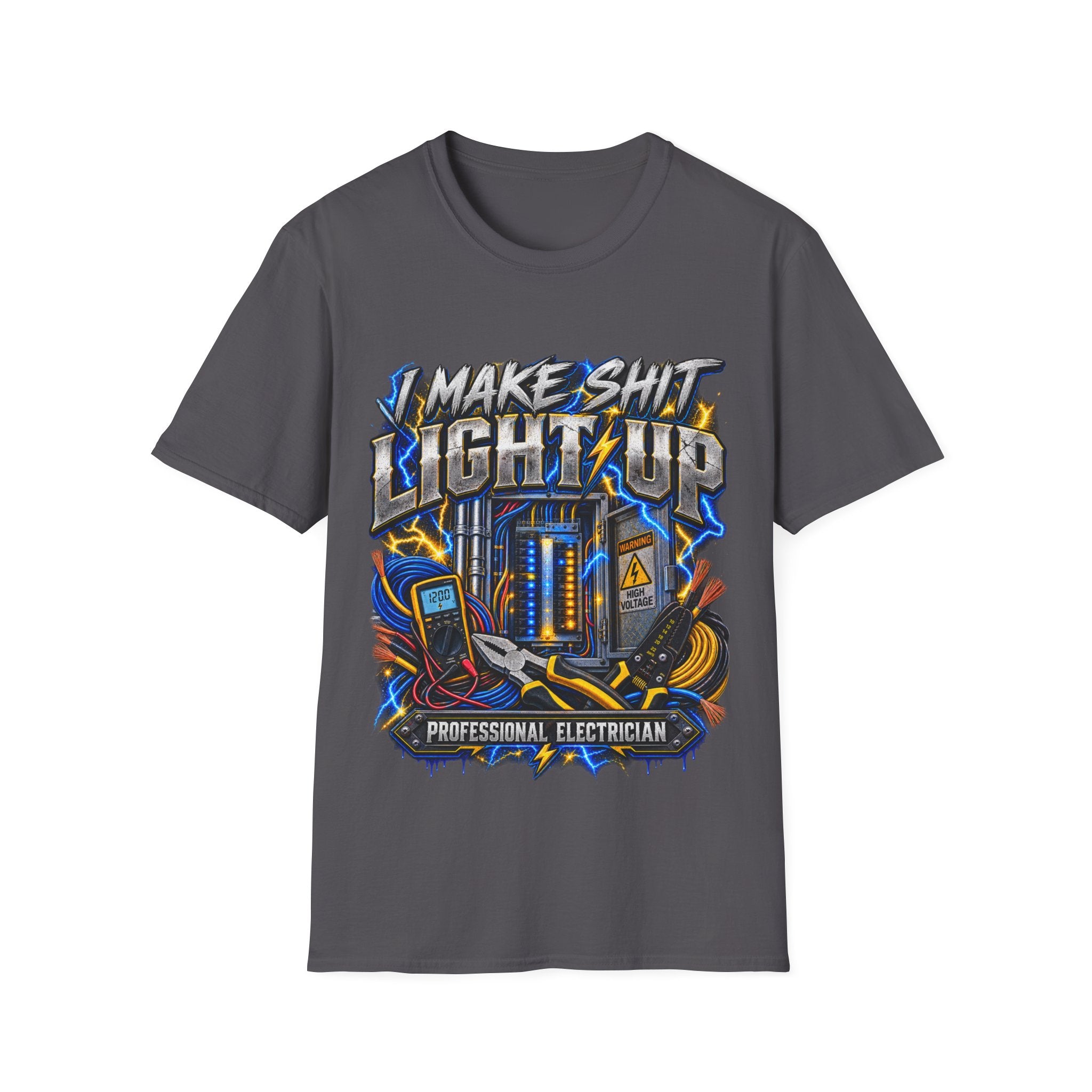 Electrician T-Shirt — "I Make Shit Light Up" Graphic Tee