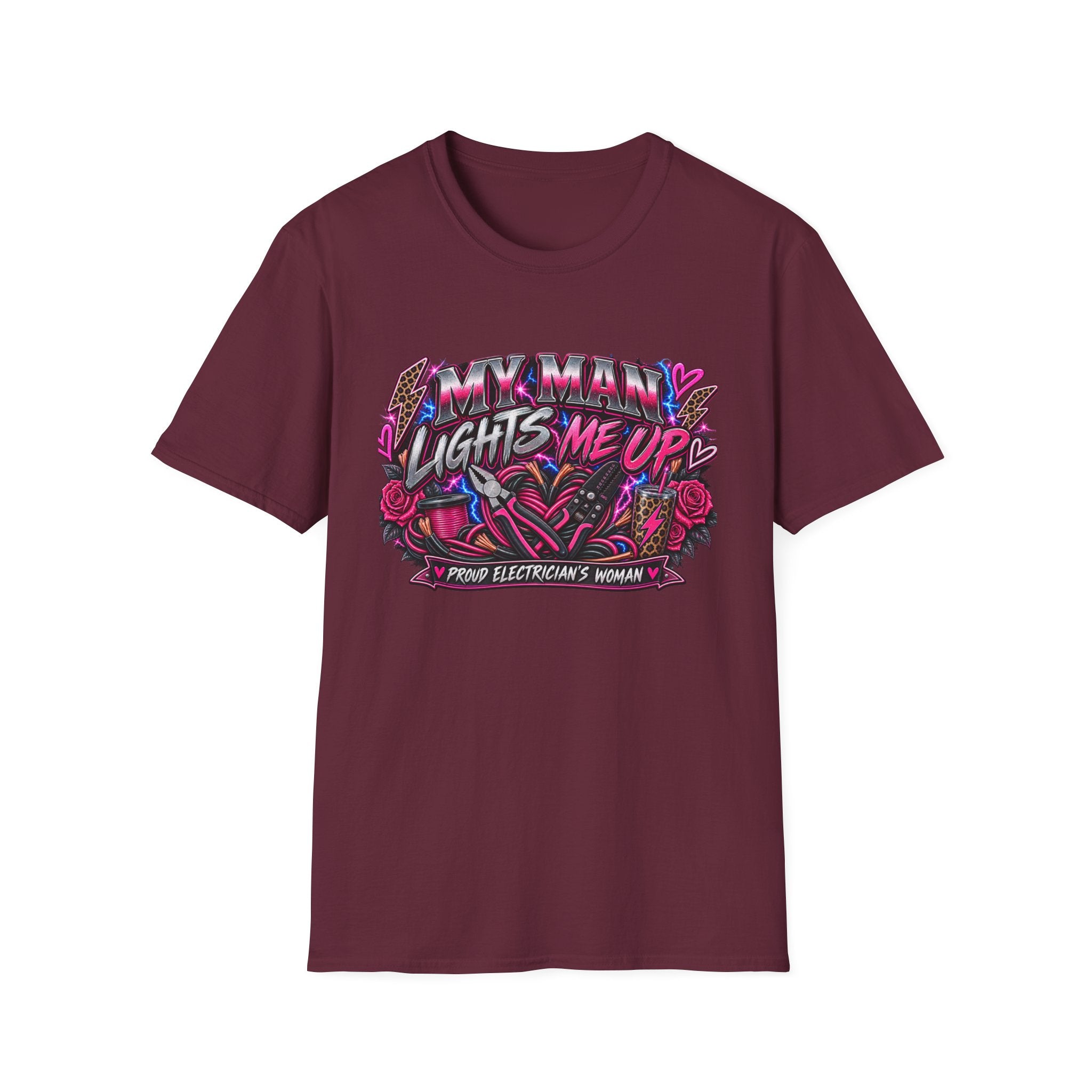 T‑Shirt — "My Man Lights Me Up" Retro Neon Floral Graphic Tee