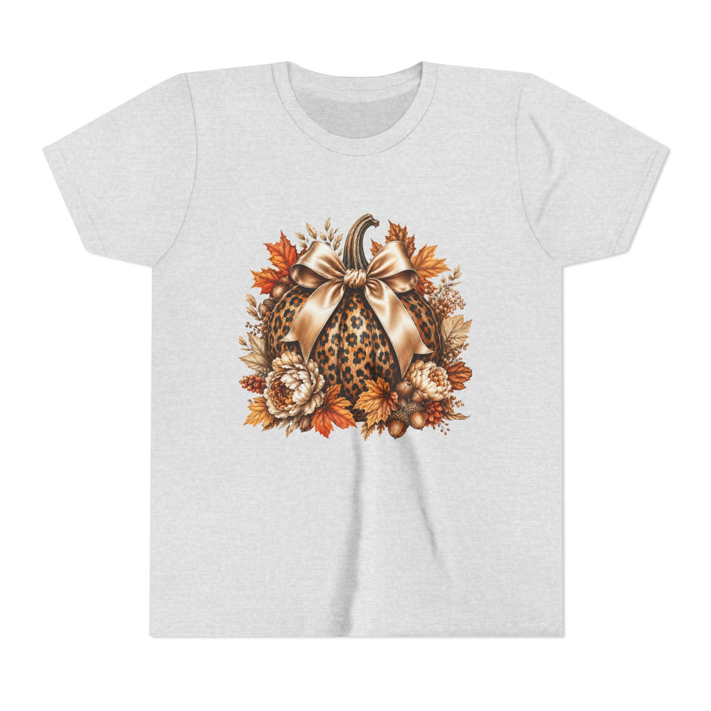 Youth Tee — Leopard Pumpkin Fall Graphic Shirt
