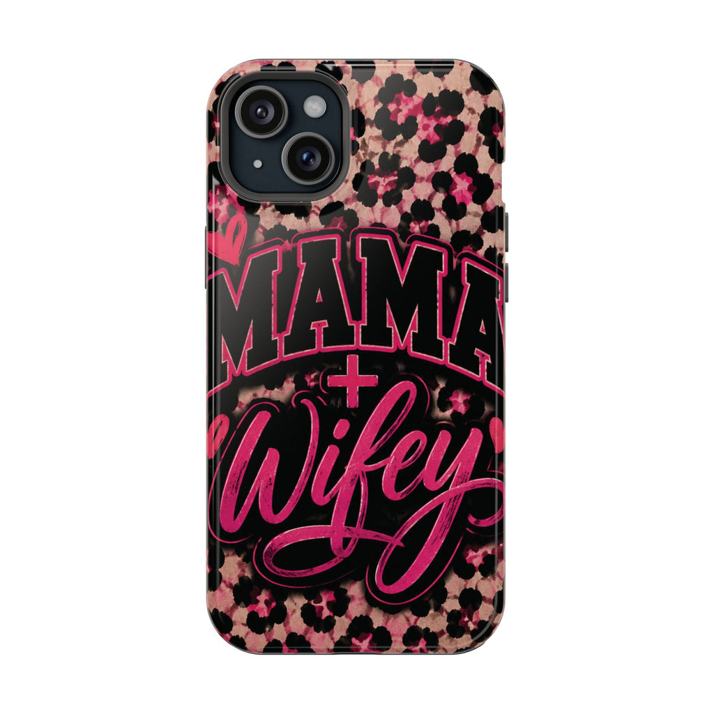 Phone Case — Pink Leopard "Mama Wifey" Magnetic Impact-Resistant Case