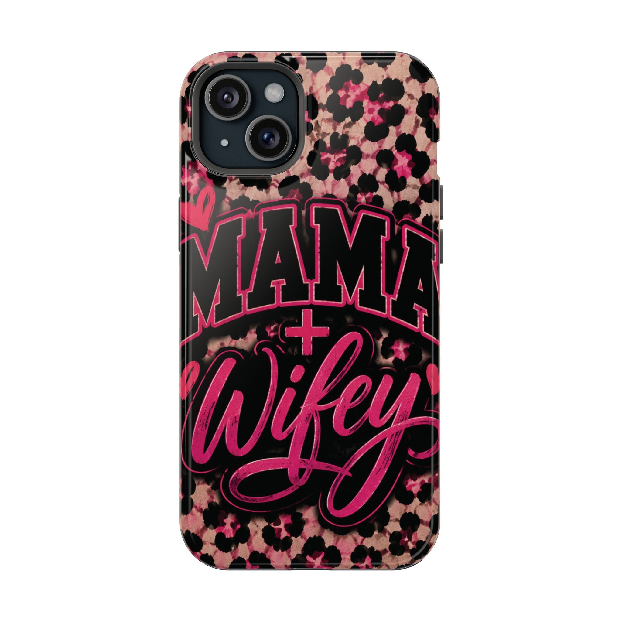 Phone Case — Pink Leopard "Mama Wifey" Magnetic Impact-Resistant Case