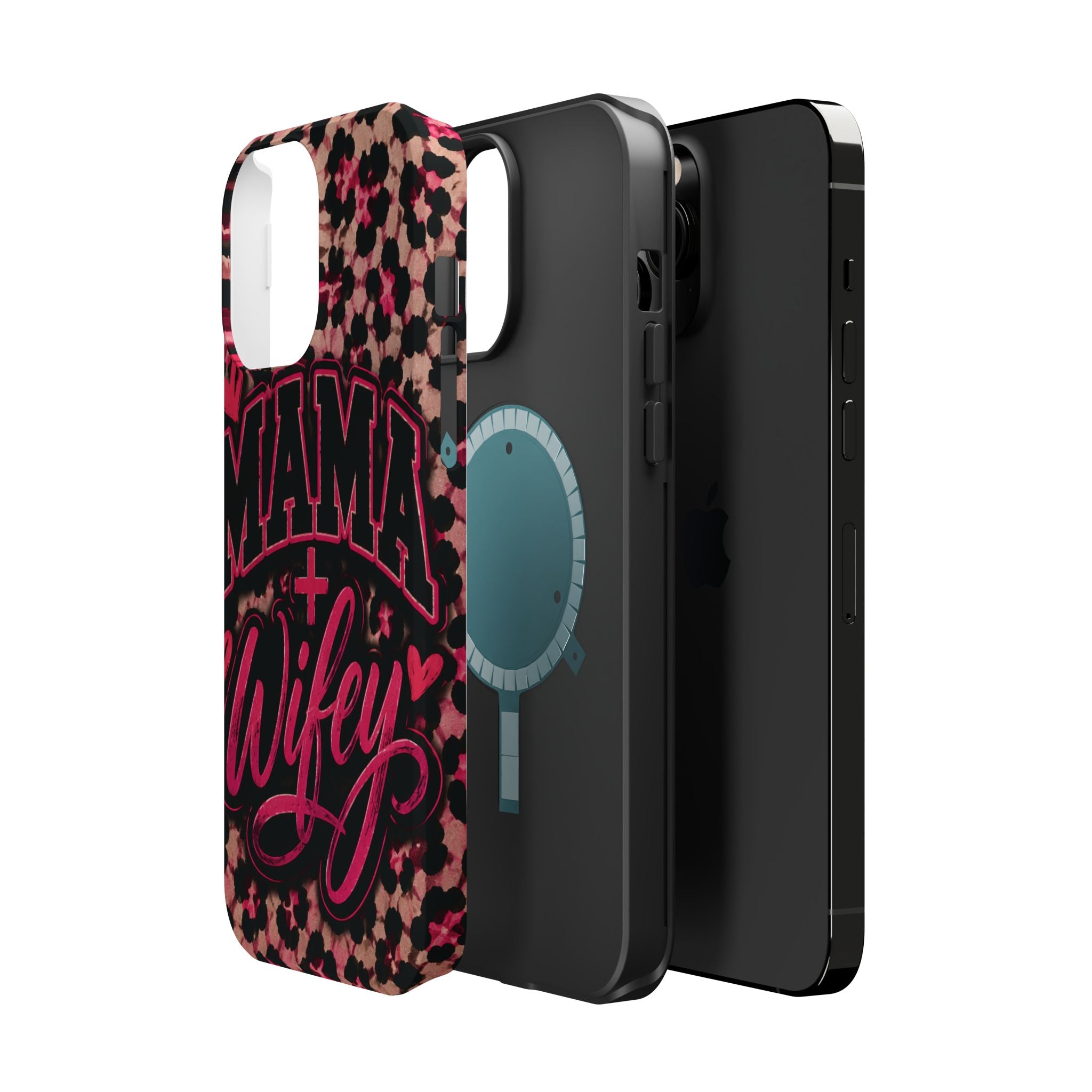 Phone Case — Pink Leopard "Mama Wifey" Magnetic Impact-Resistant Case