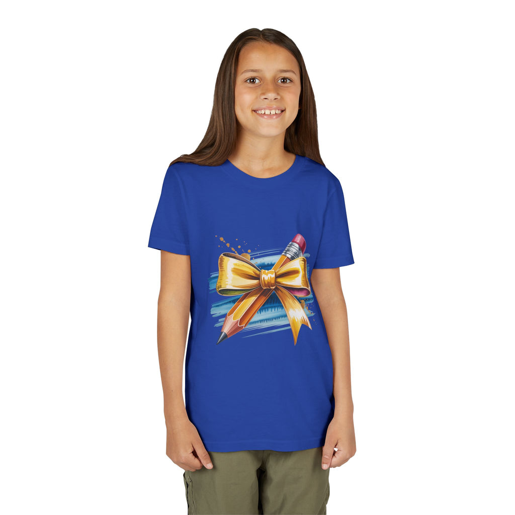 Youth Tee — Pencil with Gold Bow Back-to-School