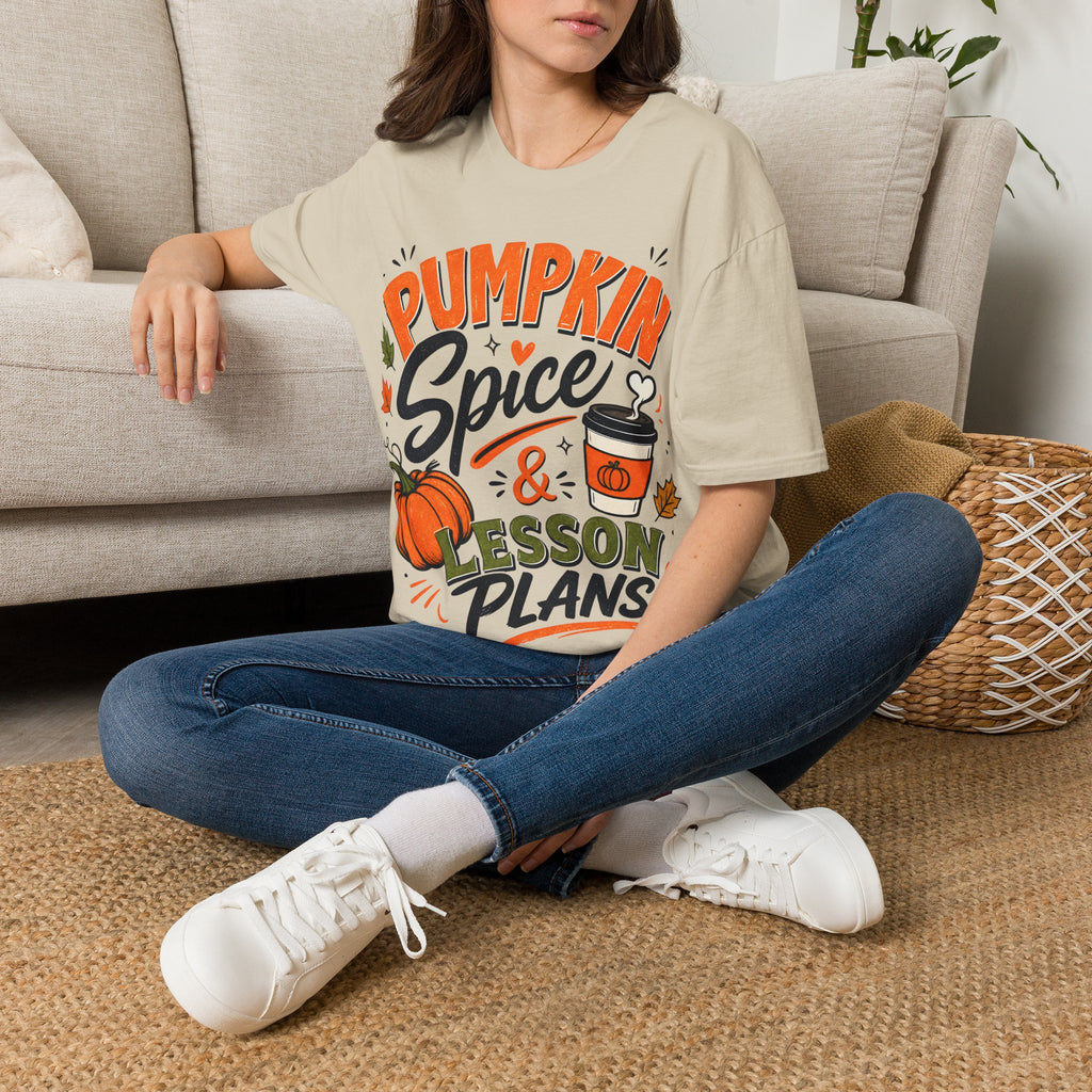 Pumpkin Spice & Lesson Plans T-Shirt — Cozy Fall Teacher Shirt