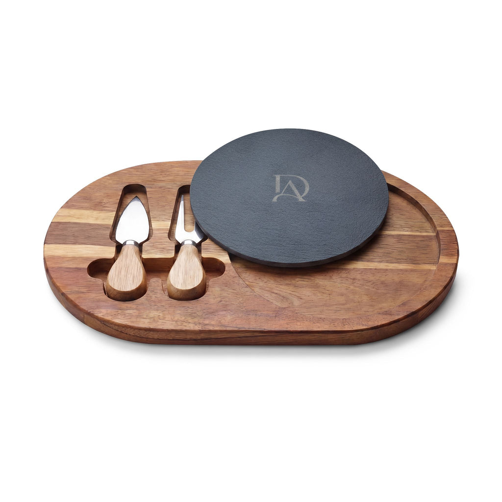 Engraved Charcuterie Board with Slate Insert