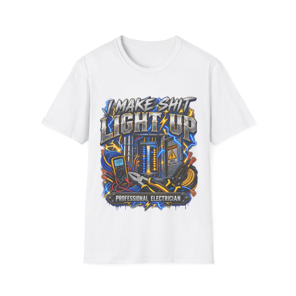 Electrician T-Shirt — "I Make Shit Light Up" Graphic Tee