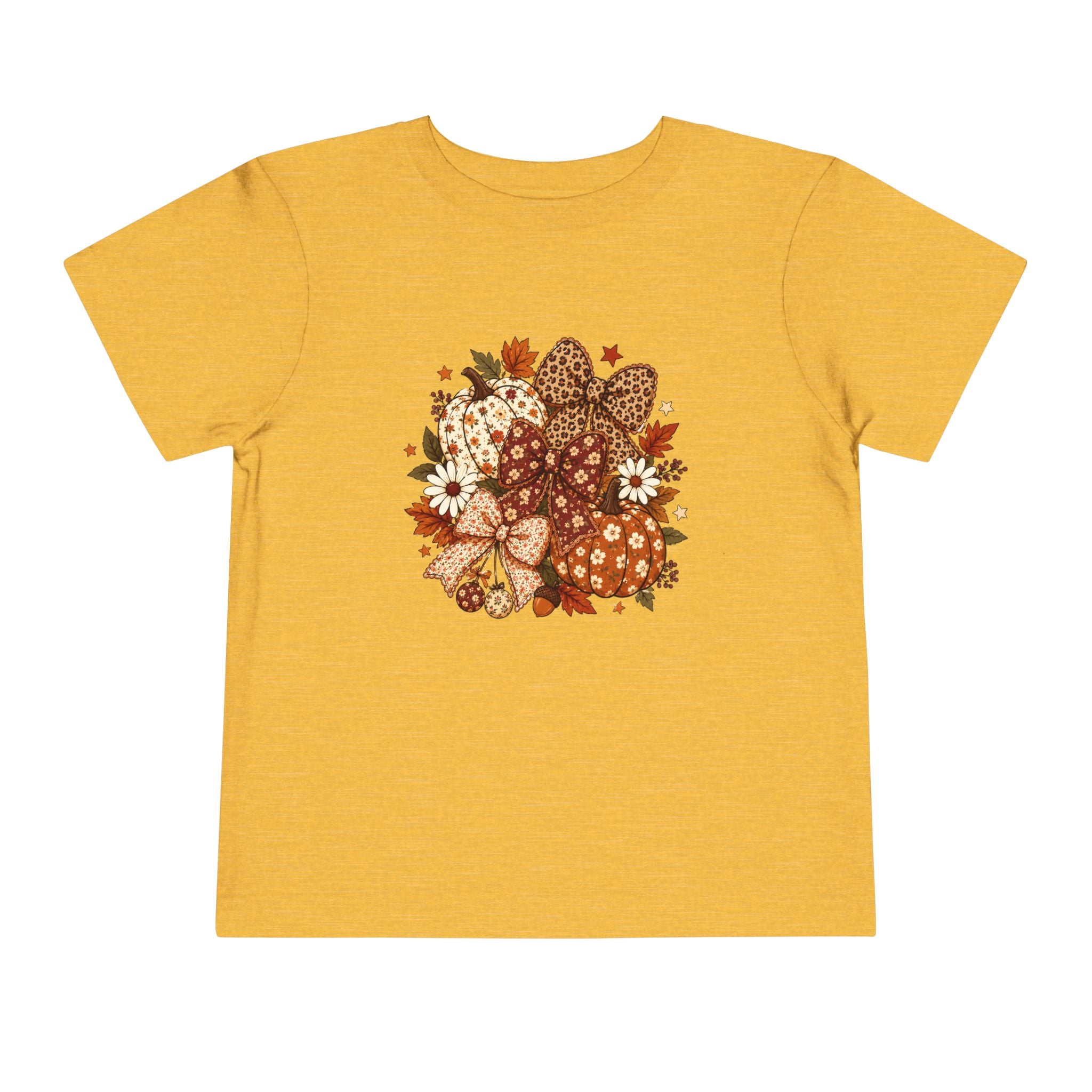 Toddler Tee — Autumn Leopard Floral Pumpkins Fall Bouquet