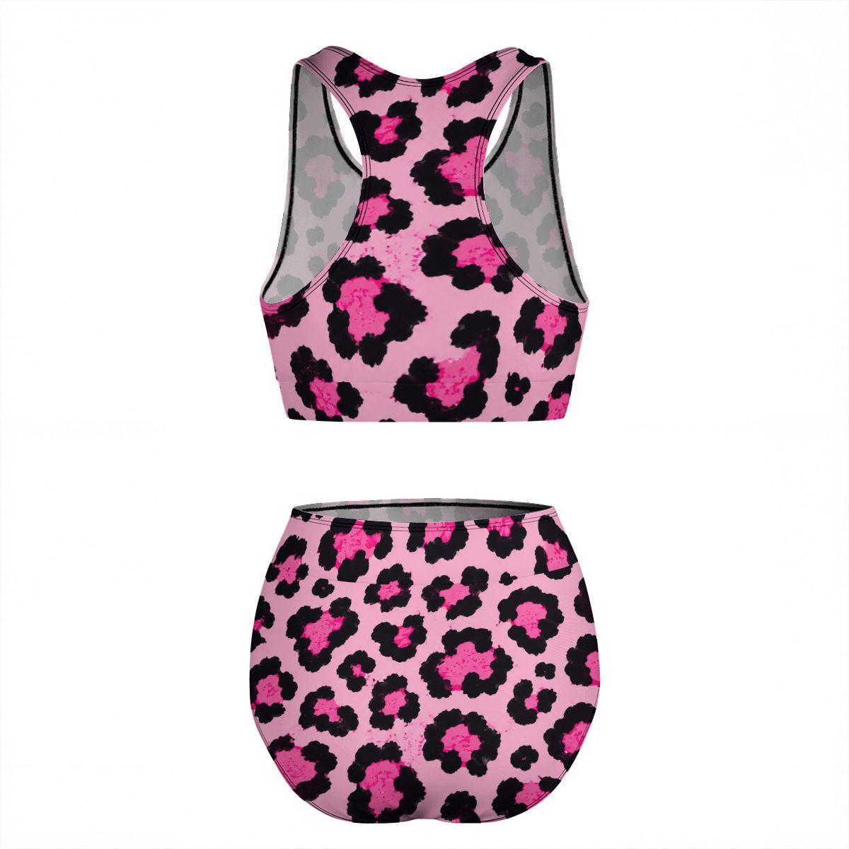 Women's High Waisted Bikinis pink leopard print