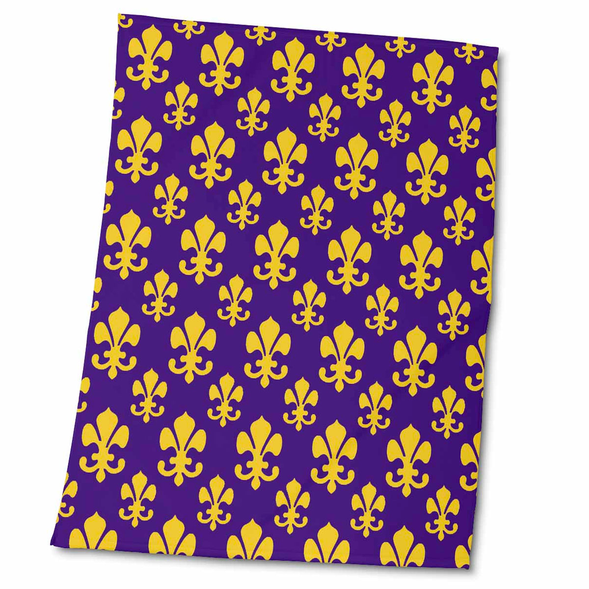 3dRose Fleur de lis Pattern in LSU Colors Dark Purple and Canary Yellow - Towels (twl-31334)