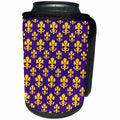 3dRose 777images Designs Graphic Design Fleur de lis - Fleur de lis pattern in LSU colors Dark Purple and Canary Yellow - Can Cooler Bottle Wrap (cc_31334)