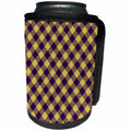 3dRose 777images Designs Patterns - Purple and Gold LSU Tartan Dark purple and yellow - Can Cooler Bottle Wrap (cc_31345)