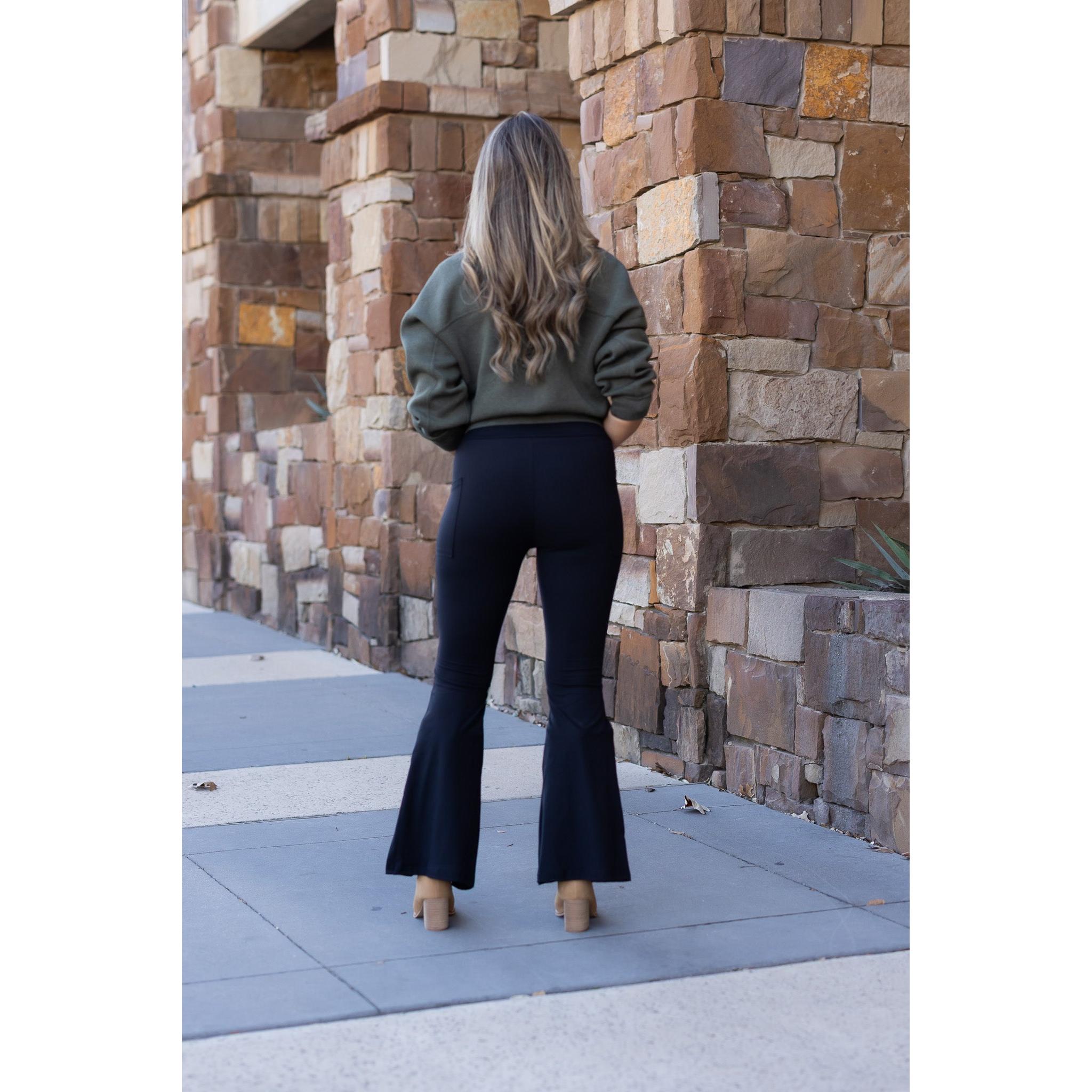 Natalie - Black Super Flare Leggings