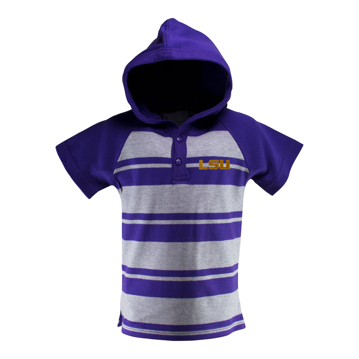 LSU Short Sleeve Hooded Shirt
