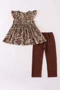 Camouflage ruffle pants set