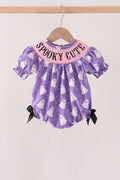 Purple Spooky cute Smocked Bubble