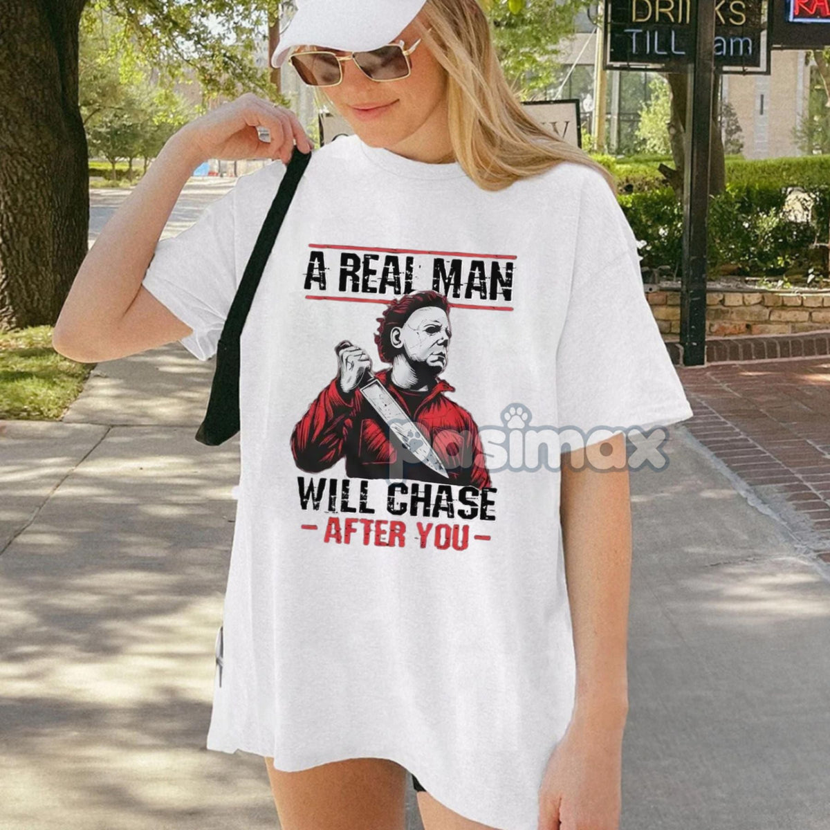 Scary Halloween Horror Movie T-Shirt - Serial Killer Graphic Tee For Him, Men's Apparel