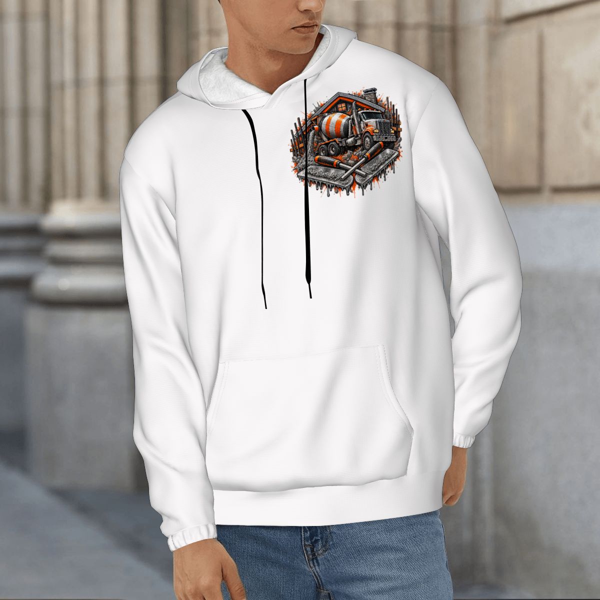 Mens Hoodie with Pockets Concrete Hoodie