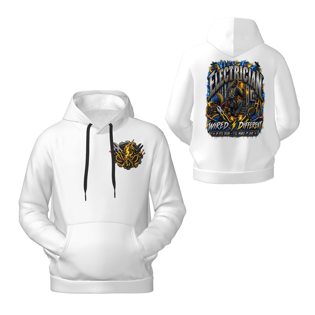 Mens Hoodie with Pockets Electrician