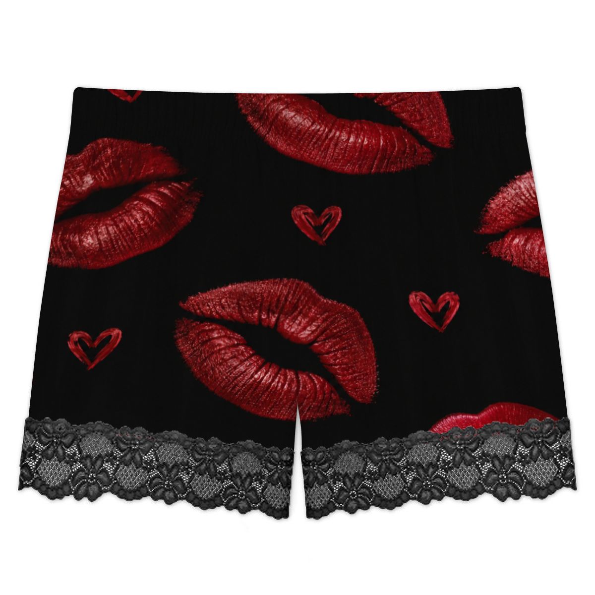 Women Cami Lace Pajama Set kiss print