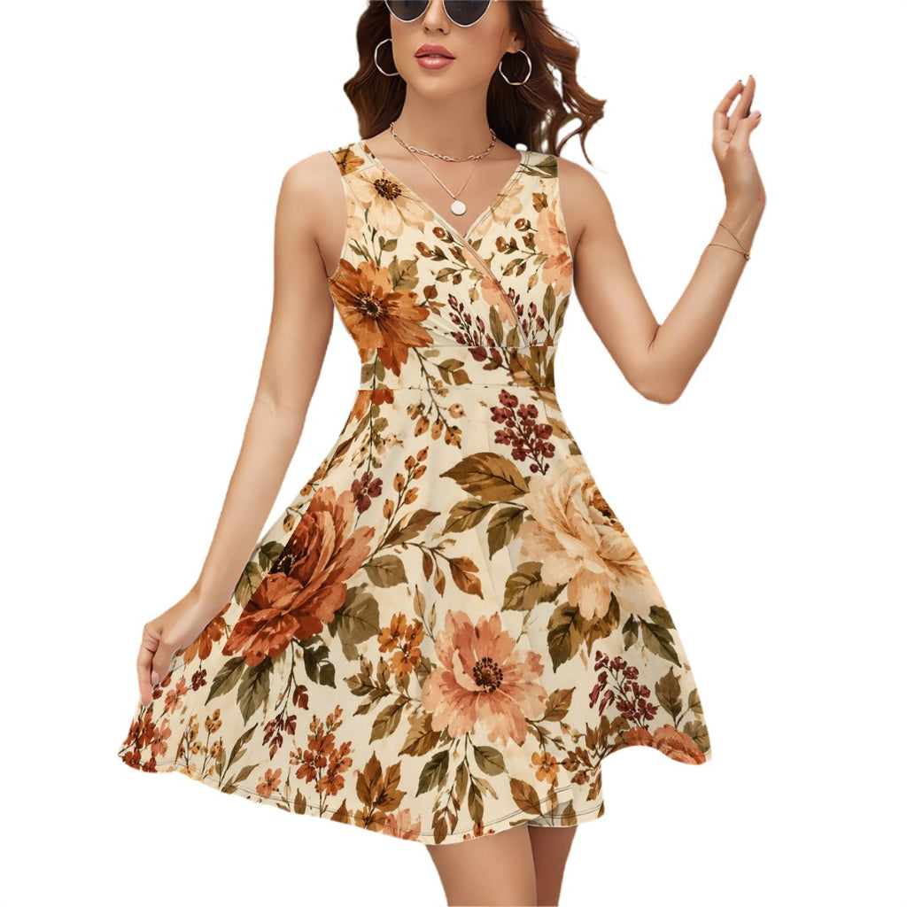 Sleeveless V Neck Dress floral print