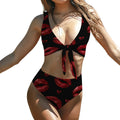 Tie HighWaisted Bikini Customized Services kiss print