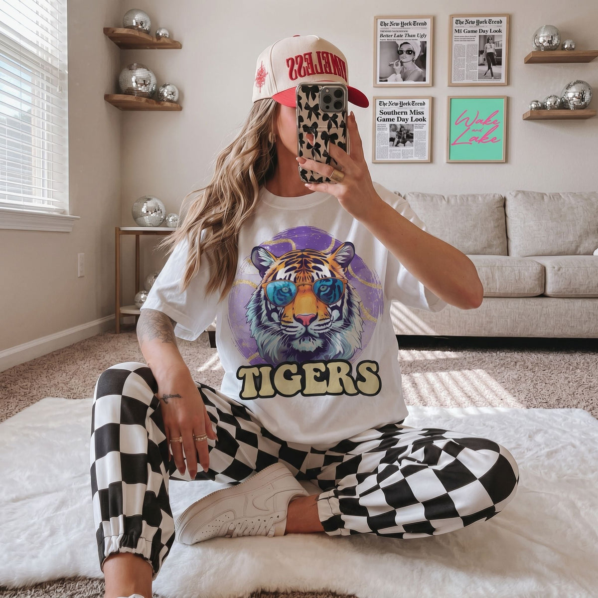 Purple & Gold Retro "LSU" Tigers Graphic Tee