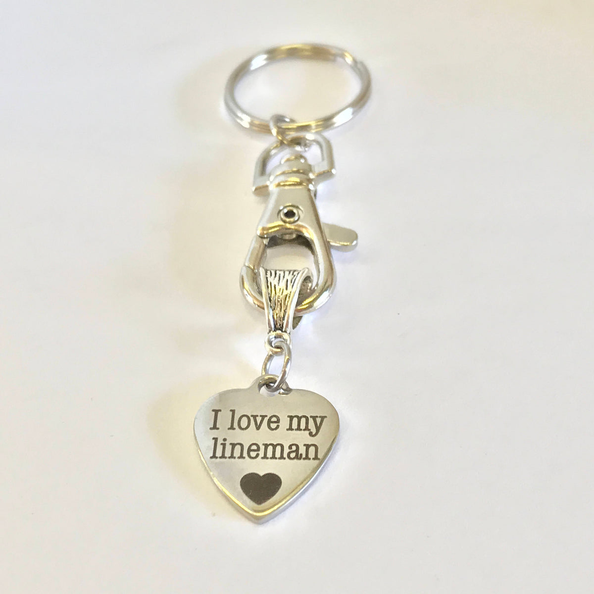 I Love My Lineman Keychain, Lineman Wife Jewelry Gift, Lineman Gifts, Lineman Daughter Gifts, Lineman Girlfriend Gifts, Lineman Supporter