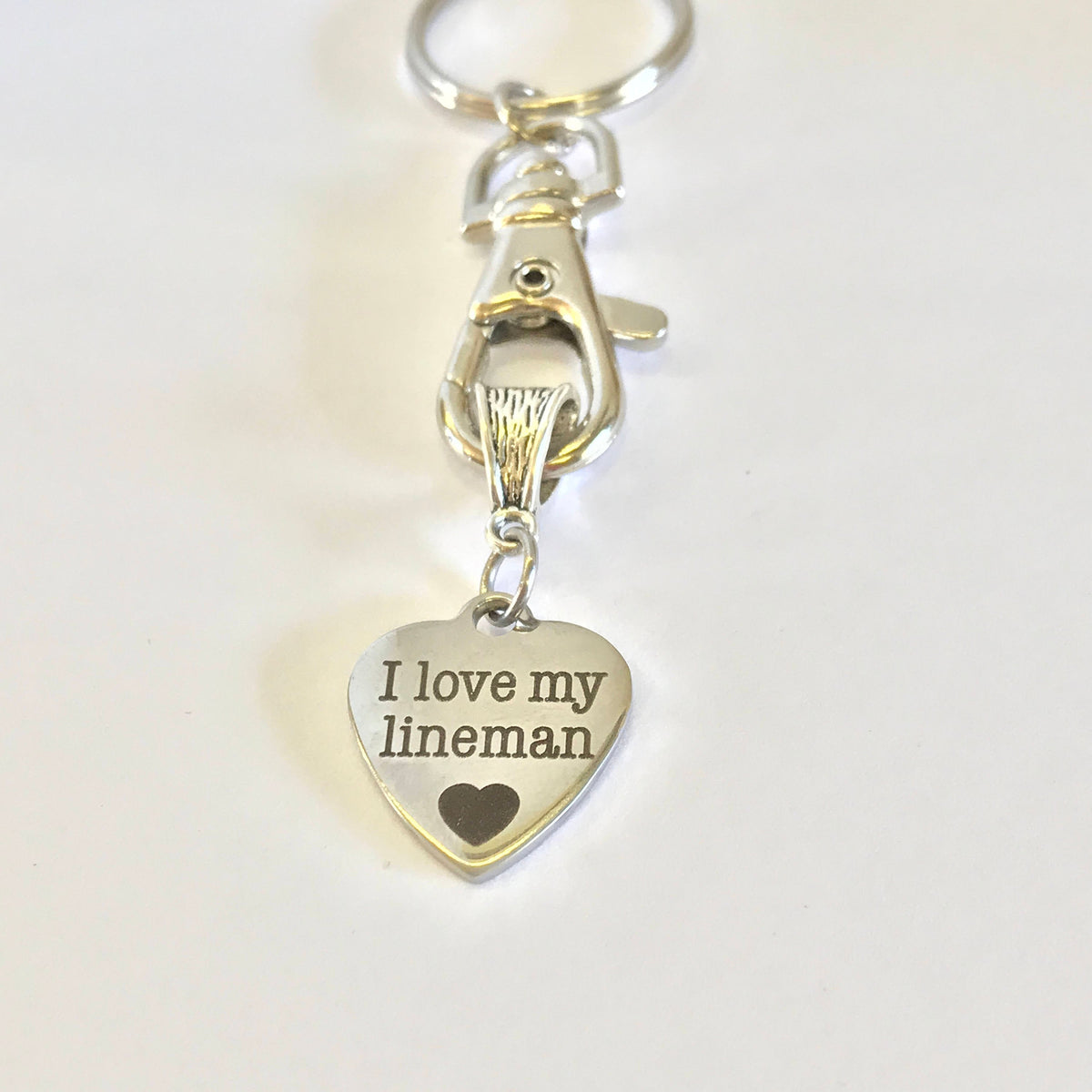 I Love My Lineman Keychain, Lineman Wife Jewelry Gift, Lineman Gifts, Lineman Daughter Gifts, Lineman Girlfriend Gifts, Lineman Supporter