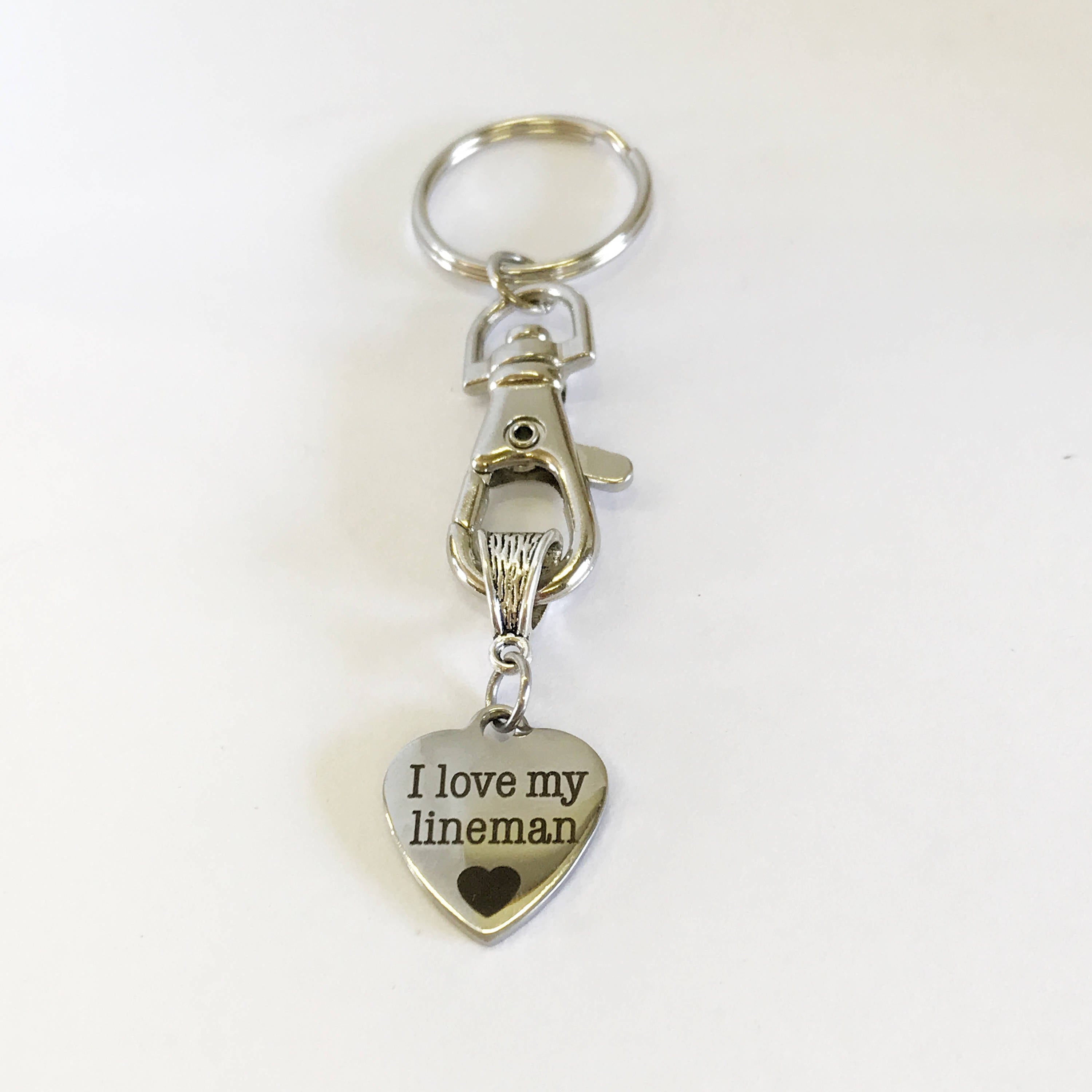 I Love My Lineman Keychain, Lineman Wife Jewelry Gift, Lineman Gifts, Lineman Daughter Gifts, Lineman Girlfriend Gifts, Lineman Supporter