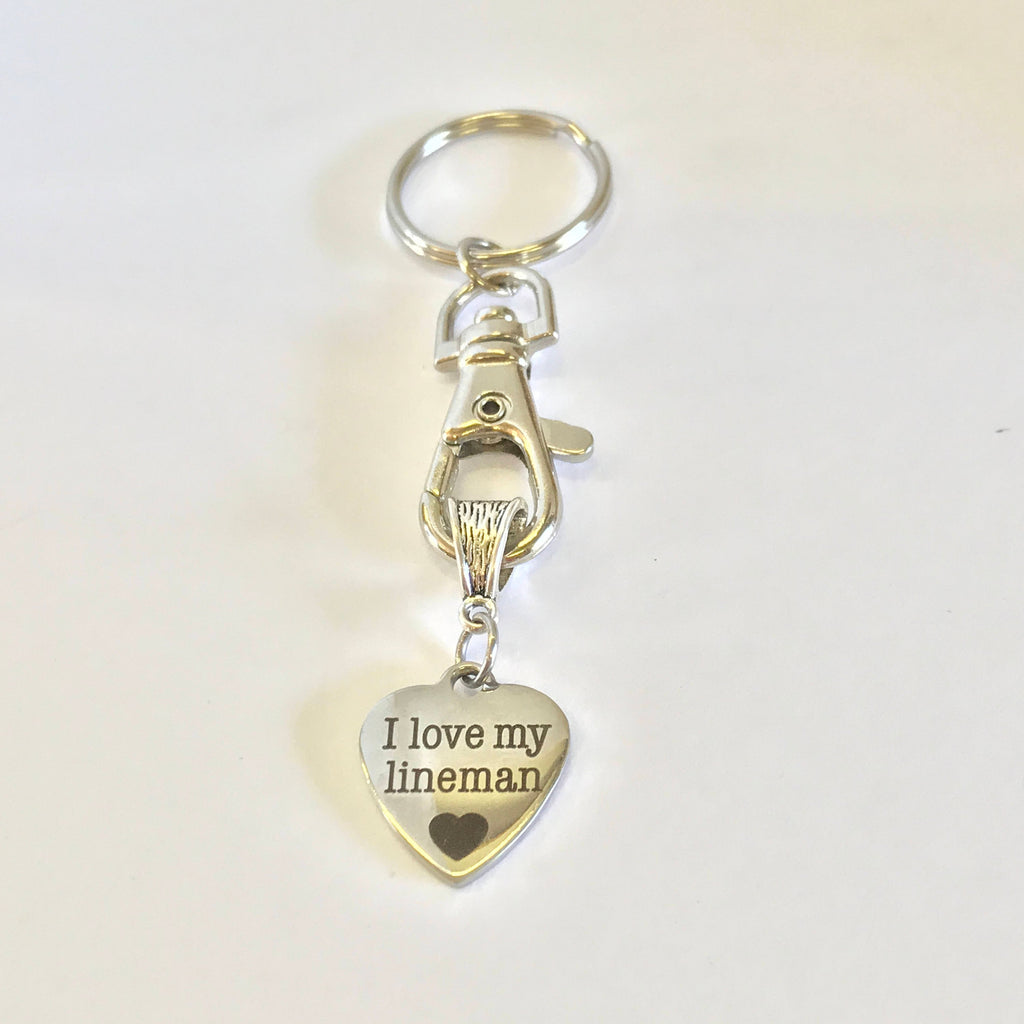 I Love My Lineman Keychain, Lineman Wife Jewelry Gift, Lineman Gifts, Lineman Daughter Gifts, Lineman Girlfriend Gifts, Lineman Supporter