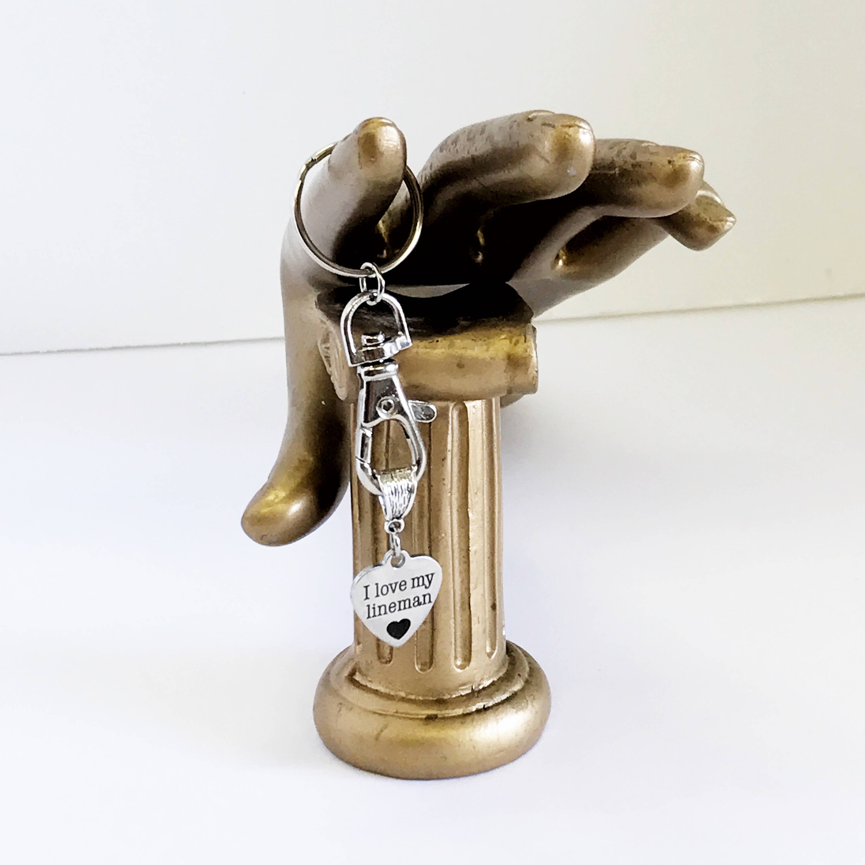 I Love My Lineman Keychain, Lineman Wife Jewelry Gift, Lineman Gifts, Lineman Daughter Gifts, Lineman Girlfriend Gifts, Lineman Supporter