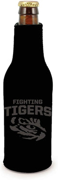 Louisiana State University LSU Tigers Pair of 16oz Drink Zipper Bottle Cooler Insulated Neoprene Beverage Holder, Tonal Design
