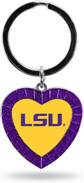 Louisiana State University LSU Tigers Rhinestone Heart Colored Keychain, Purple, 3-inches in length