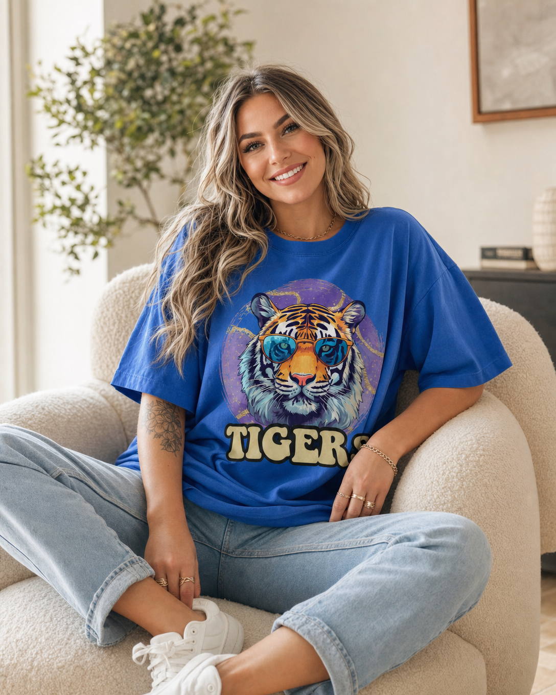 Purple & Gold Retro "LSU" Tigers Graphic Tee