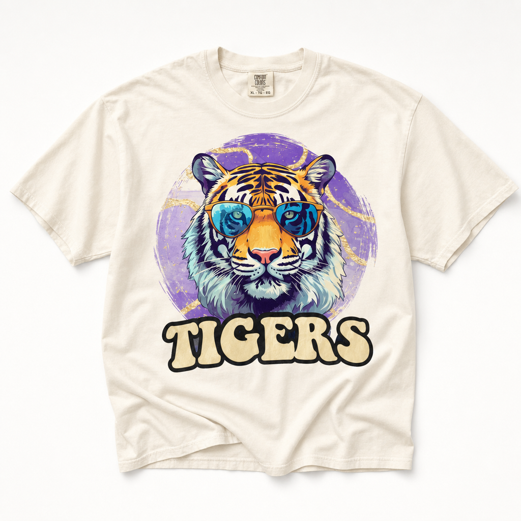 Purple & Gold Retro "LSU" Tigers Graphic Tee